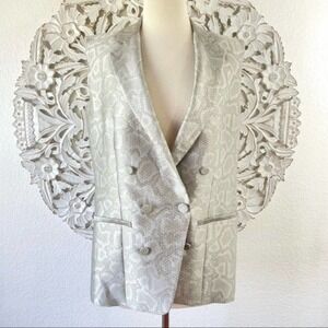 {Jenni Kayne} Silver Snake Jacquard Silk Sleeveless Blazer Vest, Size XS